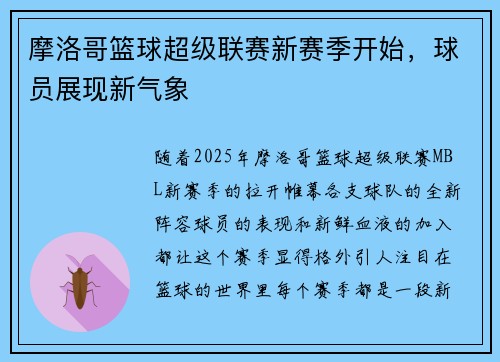 摩洛哥篮球超级联赛新赛季开始，球员展现新气象